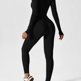 Women's Zip Front Long Sleeve Jumpsuit