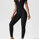Women's Zip Front Long Sleeve Jumpsuit