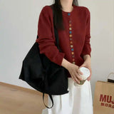Women's Grey Autumn Crew Neck Cardigan