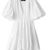 Women's Puff Sleeve V-Neck Mini Dress