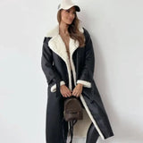 Women's Long Belted Coat with Fleece Lining
