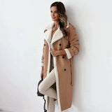 Women's Long Belted Coat with Fleece Lining