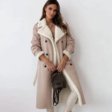 Women's Long Belted Coat with Fleece Lining