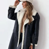 Women's Long Belted Coat with Fleece Lining