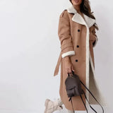Women's Long Belted Coat with Fleece Lining