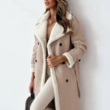 Women's Long Belted Coat with Fleece Lining