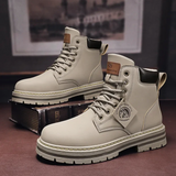 Men's Casual Leather Lace-Up Boots, Anti-Slip Sole