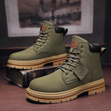 Men's Casual Leather Lace-Up Boots, Anti-Slip Sole