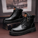 Men's Casual Leather Lace-Up Boots, Anti-Slip Sole
