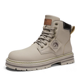 Men's Casual Leather Lace-Up Boots, Anti-Slip Sole