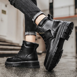 Men's Casual Leather Lace-Up Boots, Anti-Slip Sole