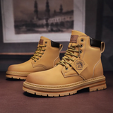 Men's Casual Leather Lace-Up Boots, Anti-Slip Sole