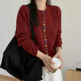 Women's Grey Autumn Crew Neck Cardigan