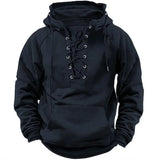 Men's Lace-Up Hoodie in Thick Relaxed-Fit Fabric