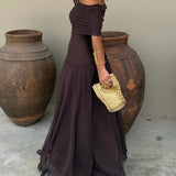 Women's Off Shoulder Ruched Maxi Dress