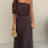 Women's Off Shoulder Ruched Maxi Dress