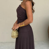 Women's Off Shoulder Ruched Maxi Dress