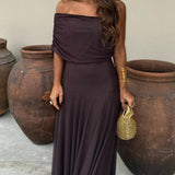 Women's Off Shoulder Ruched Maxi Dress