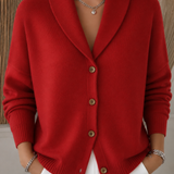 Women's Button-Front Collared Long-Sleeve Knit Cardigan