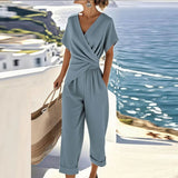 Women's V-Neck Wrap Jumpsuit