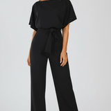 Women's Wide-Leg V-Neck Jumpsuit with Belt
