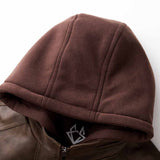 Men's Hooded Leather Look Jacket with Zip Pockets