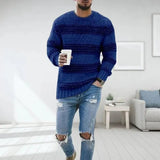 Men's Striped Round Neck Regular Fit Knit Sweater