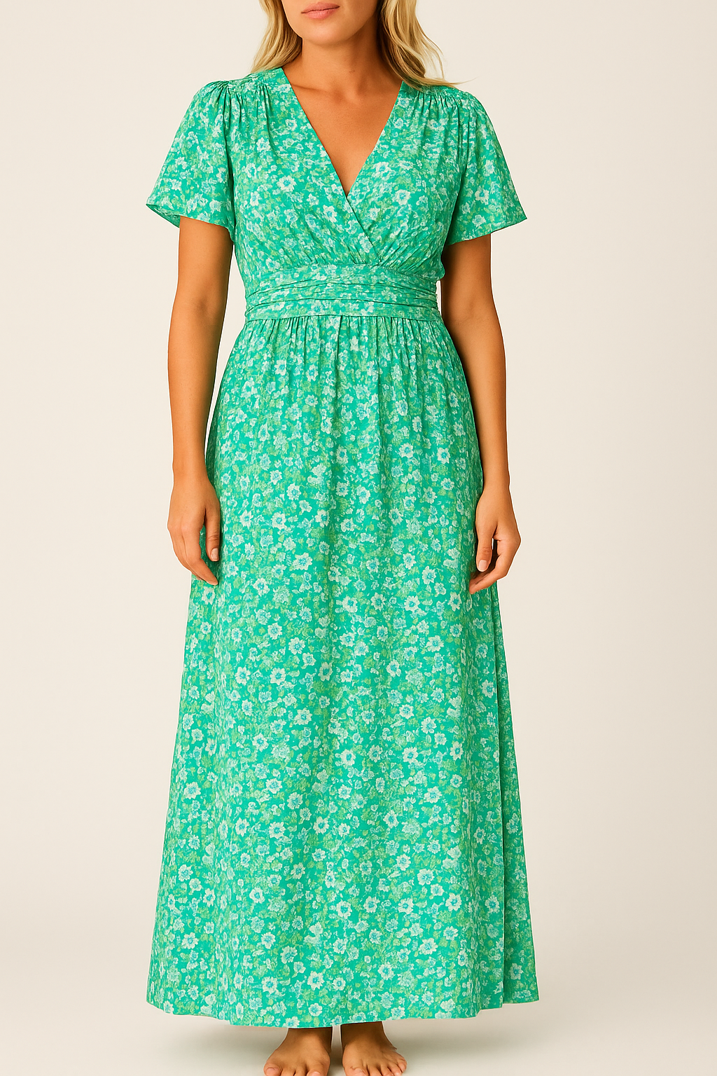 Short Sleeve Floral Maxi Dress