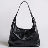 Glossy Slouchy Hobo Shoulder Bag