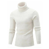 Men's Ribbed Roll-Neck Knitted Stretch Sweater