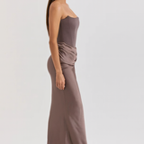 Women's Strapless Ruched Maxi Dress