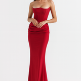 Women's Strapless Ruched Maxi Dress