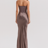 Women's Strapless Ruched Maxi Dress