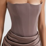Women's Strapless Ruched Maxi Dress