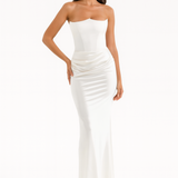 Women's Strapless Ruched Maxi Dress