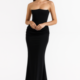 Women's Strapless Ruched Maxi Dress