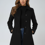 Women's Collared Single-Breasted Longline Tailored Coat