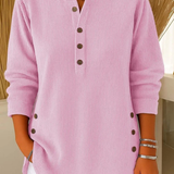 Women's Button Neck Long Sleeve Blouse