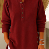 Women's Button Neck Long Sleeve Blouse
