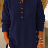 Women's Button Neck Long Sleeve Blouse