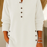 Women's Button Neck Long Sleeve Blouse