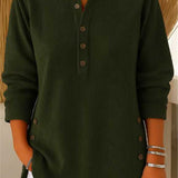 Women's Button Neck Long Sleeve Blouse