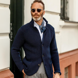 Men's Military-Inspired Fitted Knit Cardigan