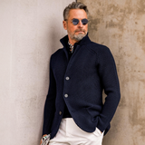 Men's Military-Inspired Fitted Knit Cardigan