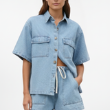 Denim Shirt and Shorts Set