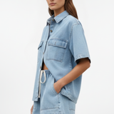 Denim Shirt and Shorts Set