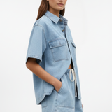 Denim Shirt and Shorts Set