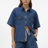 Denim Shirt and Shorts Set