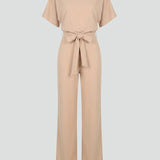 Women's Wide-Leg V-Neck Jumpsuit with Belt