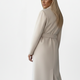 Women's Belted Double-Breasted Notched Collar Long Coat